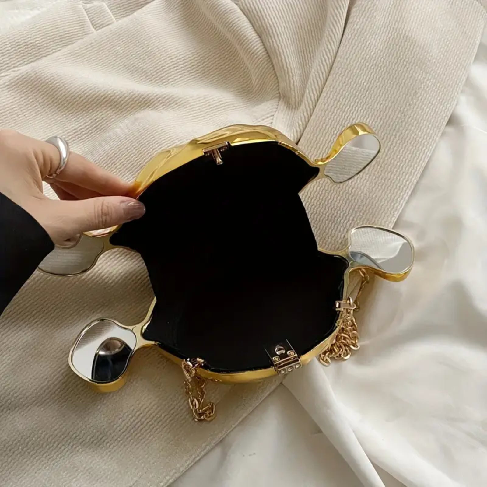 Vintage Candy-shaped Shiny Mirror Clutch Bag For Women