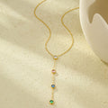 18k Gold Plated Lariat Y-Necklace with Multicolour Zircon Drops