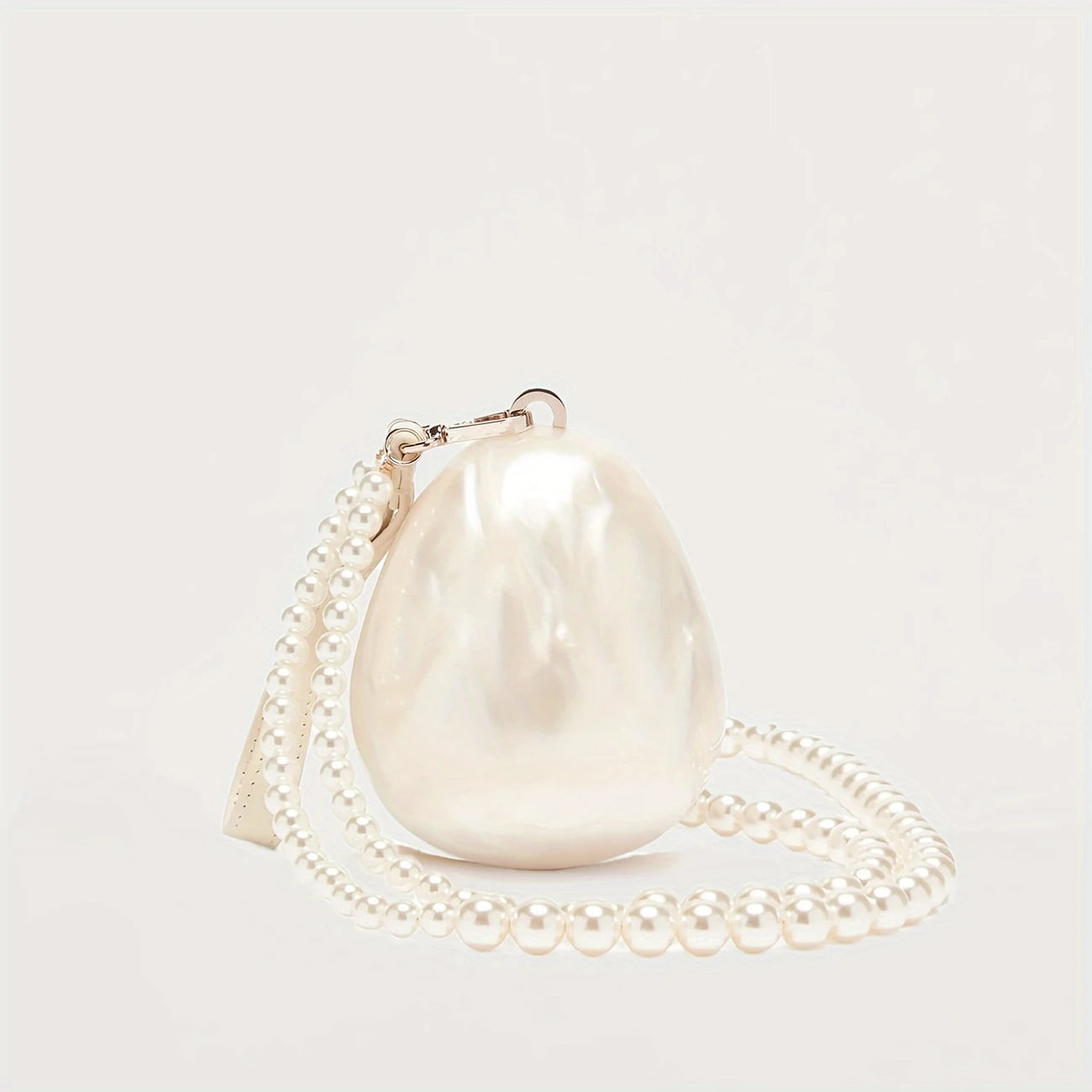 Cute Acrylic Clutch Bag with Detachable Pearl Chain Strap - Ivory White