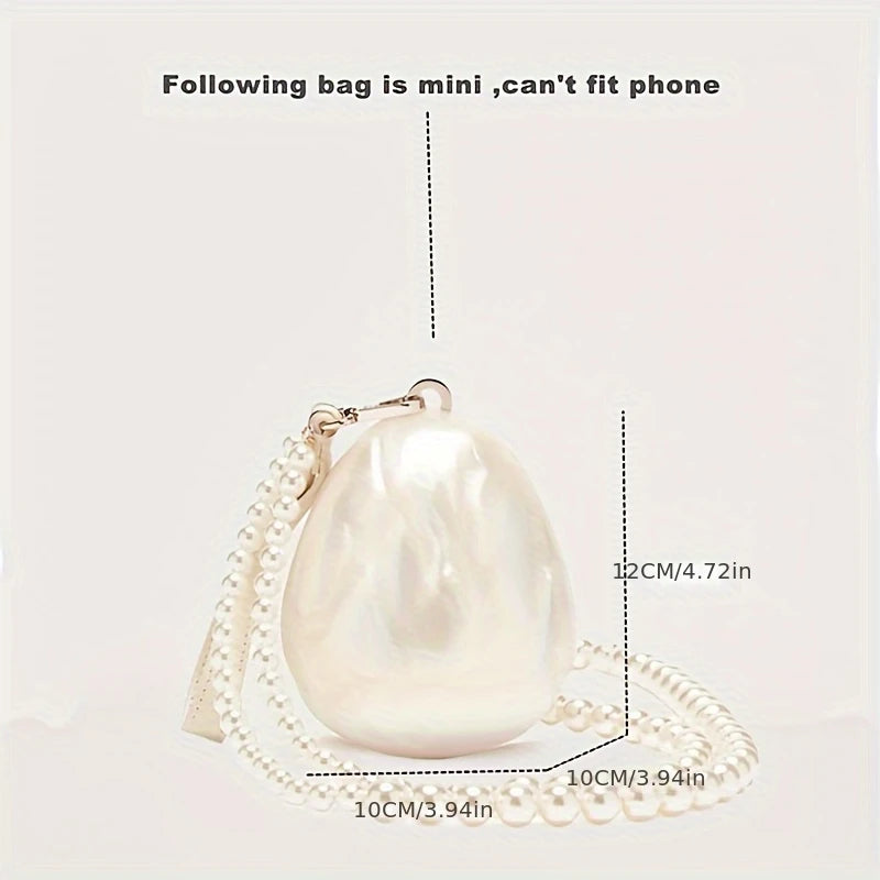 Cute Acrylic Clutch Bag with Detachable Pearl Chain Strap - Ivory White