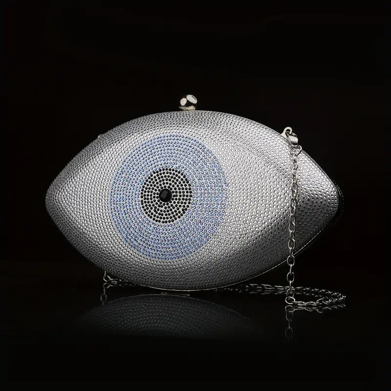 Gorgeous Glittering Rhinestone Double-Sided Evil Eye Pattern Clutch