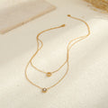 Fashion Jewellery 18K Gold Plated Exquisite Double Layer Chain Circle Pendant Necklace