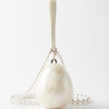 Elegant Acrylic Clutch Bag with Pearl Strap- Ivory White (small)