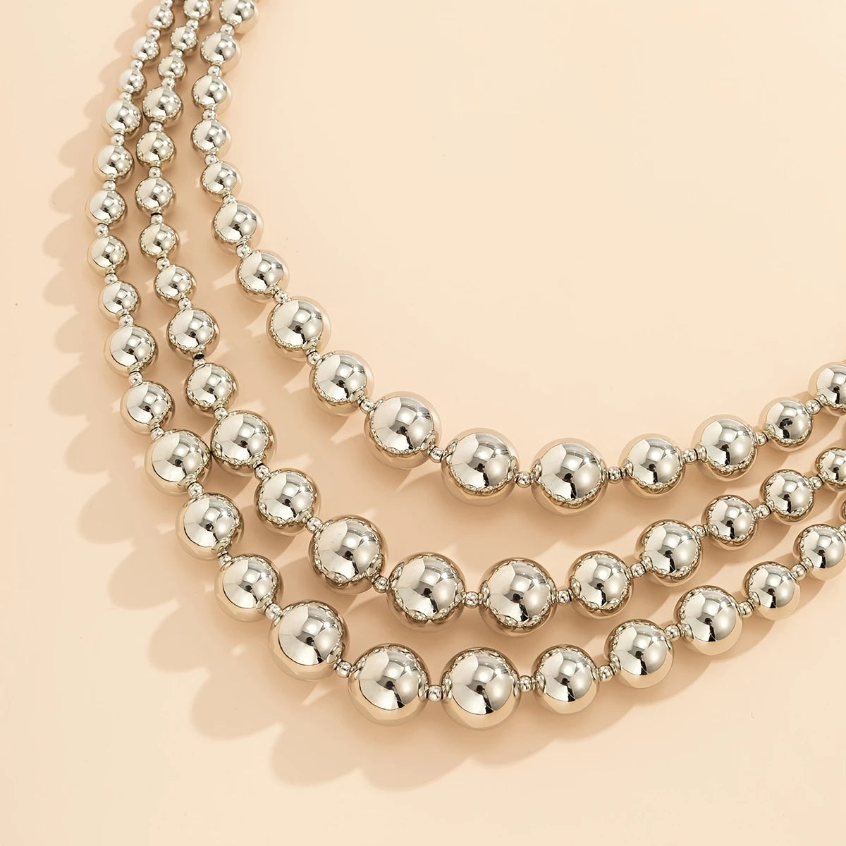Exaggerated Geometric CCB Ball Clavicle Chain Hip Hop Multilayer Necklace