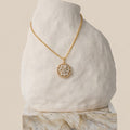 18k Gold Plated Floral Medallion Necklace - Marquise Crystal Pendant