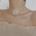 French Romantic Multi-Layer Imitation Pearl Flower Necklace