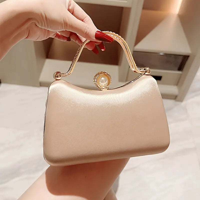 Elegant Evening Clutch with Golden Accents- Apricot