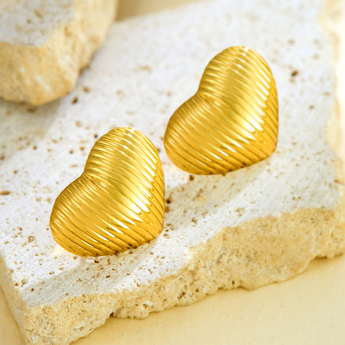 18k Gold Plated Love Heart Stud Earrings