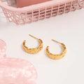 18K Gold Plated Trendy Fashion Classic Minimalist Hammer Tone Hoop Earrings