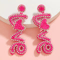 Handmade Beaded LOVE Earrings Inlaid with Rhinestones