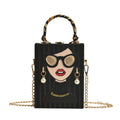 Urban Style Ladyhead Faux Pearl Earrings Design Handbag for Women