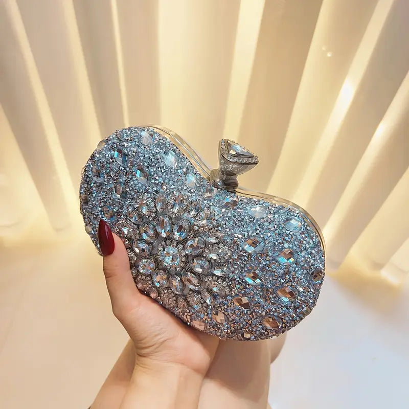 Luxury Designer Rhinestone Evening Clutch Silver
