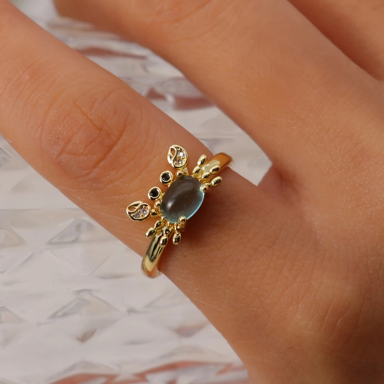 Elegant Adjustable Mini Crab Ring for Women
