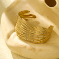 18K Gold Plated Multi-Layer Leaf Cuff Bangle for Women