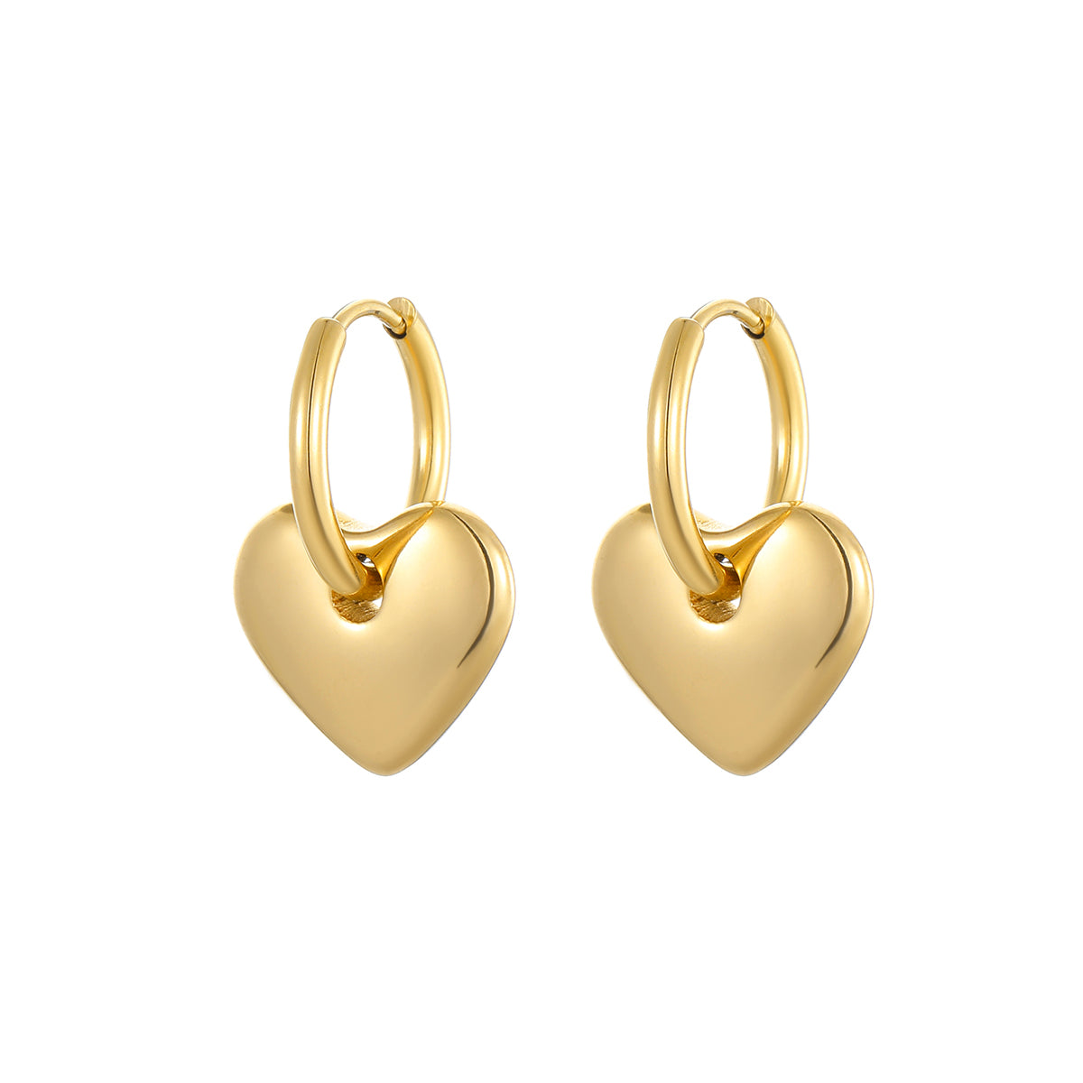 18k Gold Plated Luxury Love Heart-Shaped Hoop Earrings