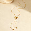 18K Gold Plated Y Shaped Heart Drop Necklace - Fashion Jewellery for Women