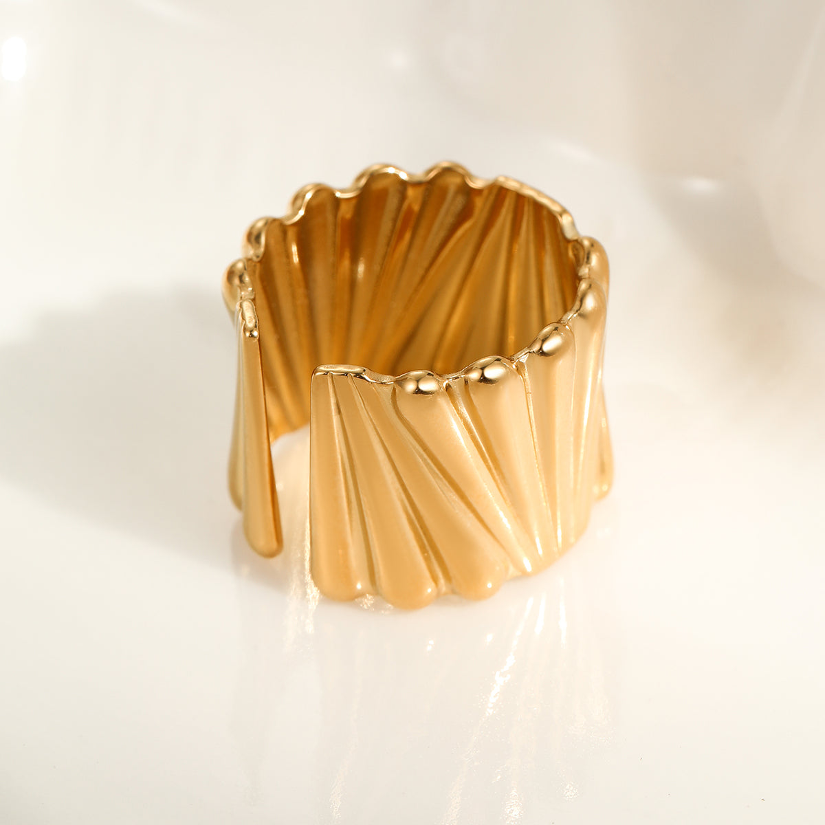 Stainless Steel 18K Gold Plated Adjustable Number Ring for Women