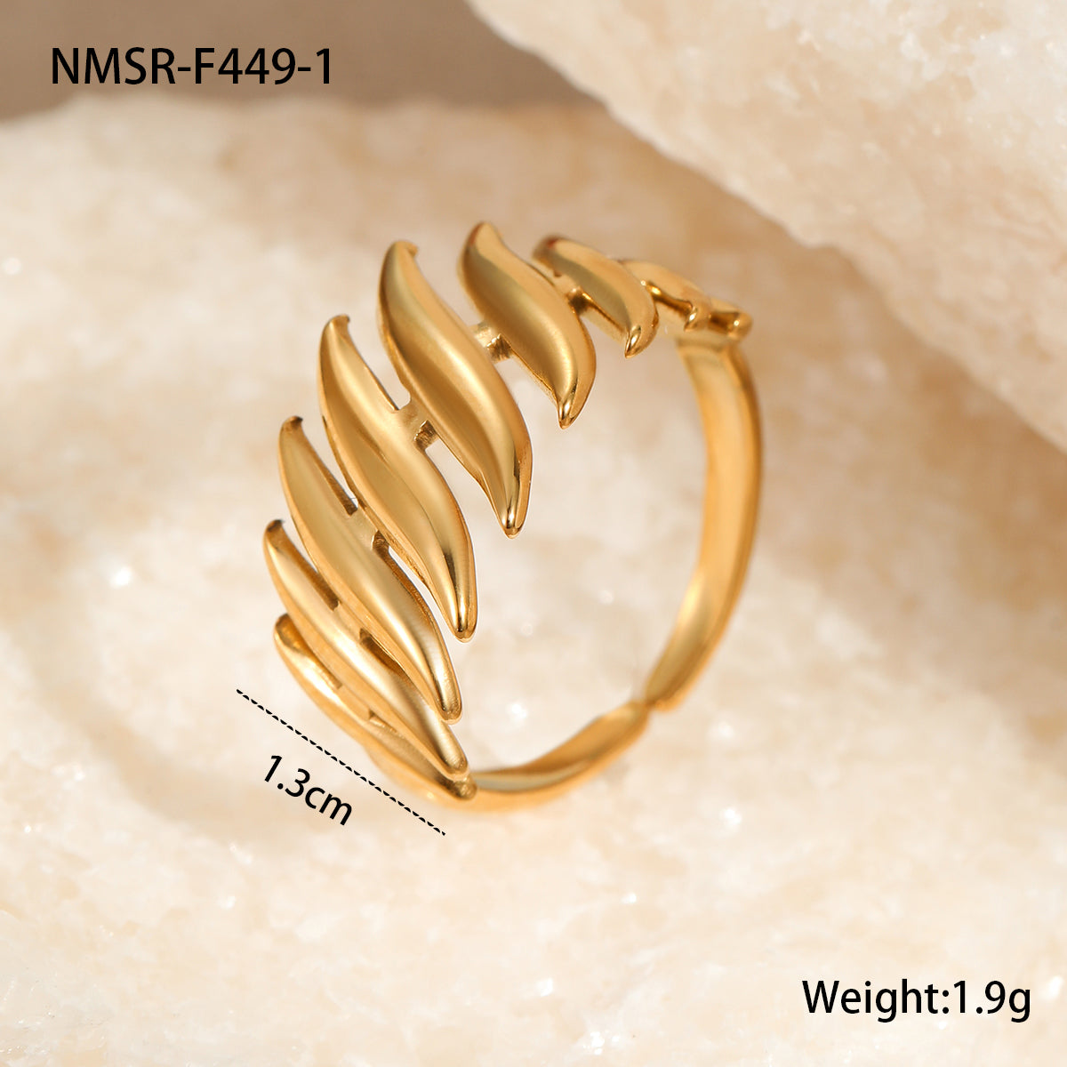 18K Gold Plated Irregular Shape Open Ring for women
