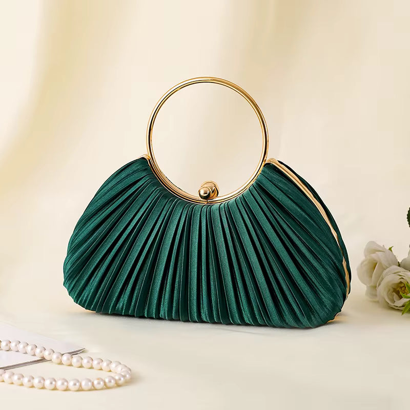 Luxury Satin Pleated Evening Clutches for Women