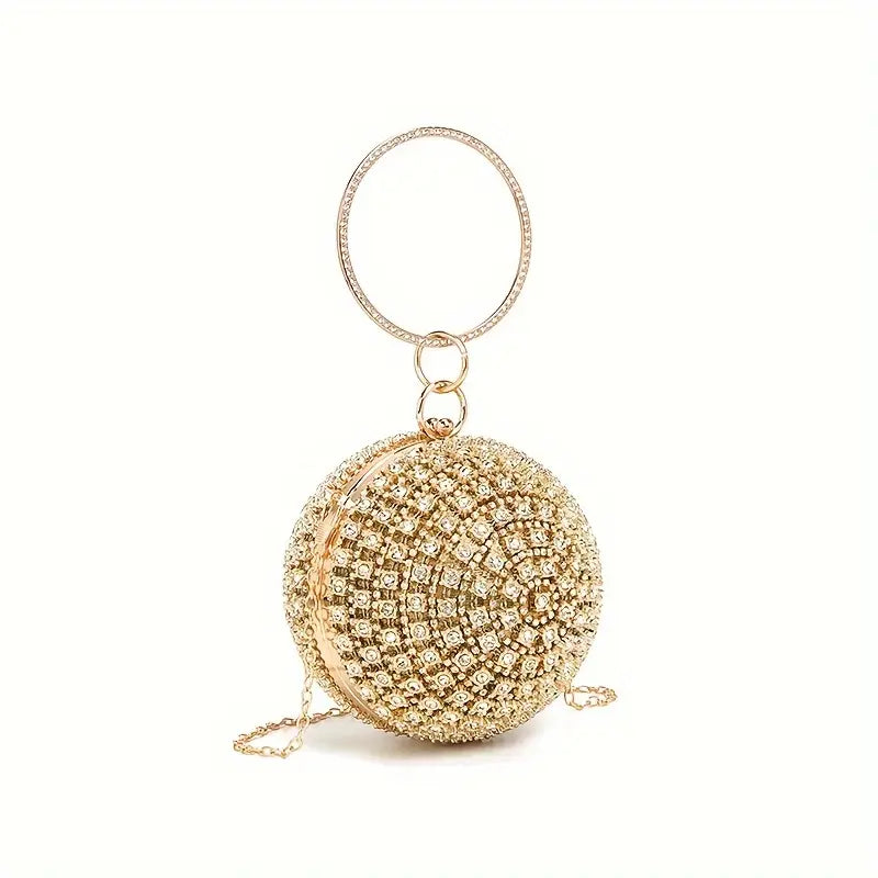 Rhinestone Round Evening Ball-shaped Glitter Bag for Women