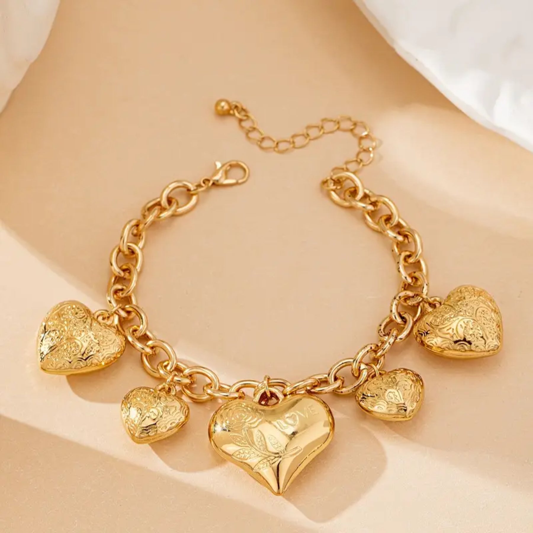 Golden Bloom & Hearts Jewellery Set (Combo)