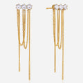 18K Gold Plated Round White Zircon Chain Tassel Earring