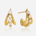 Luxury 18K Gold Plated Three-Layer C-Shaped Zircon Earrings for Women
