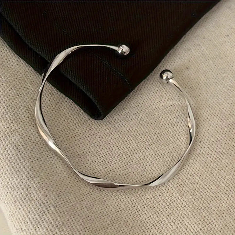 Elegant Adjustable Golden Twist Bangle Bracele