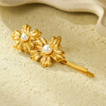 18K Gold Plated Floral Pearl Hair Pins for Women
