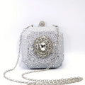 Silver Crystal Clutch for Women- Wedding Party Bag