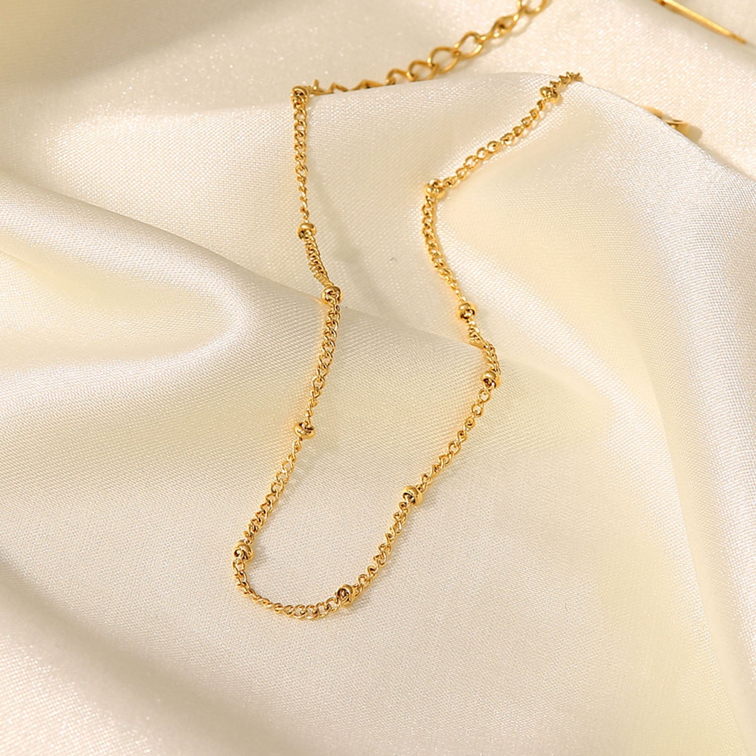 18K Gold Plated Waterproof Stainless Steel Bead anklet