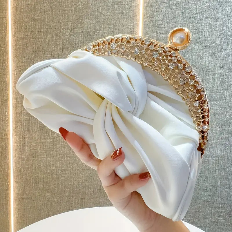 Elegant Golden Rhinestone Crown Clutch for Evening Parties