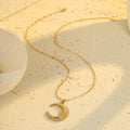 Luna 18K Gold Plated Zircon Moon Pendant Necklace for Women